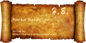 Harka Balázs névjegykártya